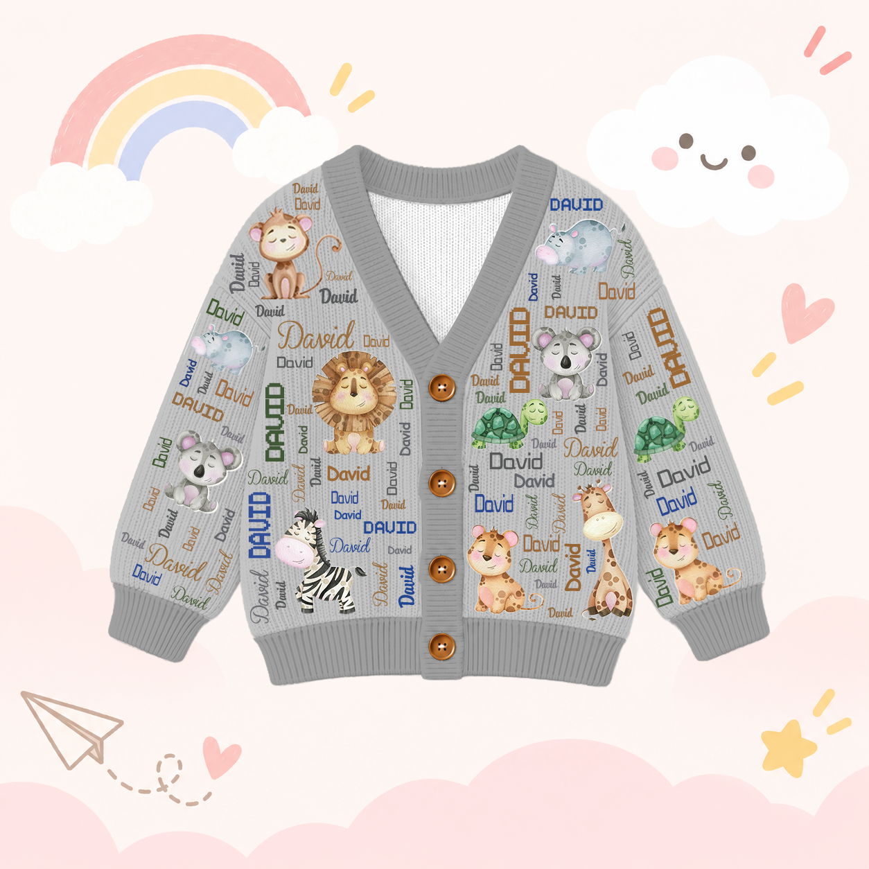 Personalized Lovely Kids Adorable Animals Knit Sweater | CWSweater17