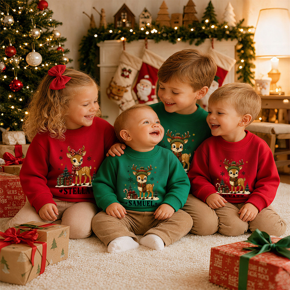 Personalized Christmas Kids Reindeer Sweatshirt | MCGift420