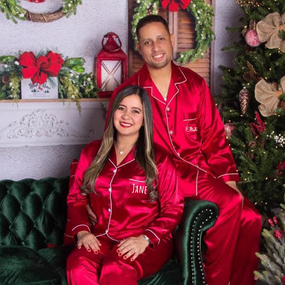 Personalized Christmas Satin Family Pajamas Set | CWFamily15