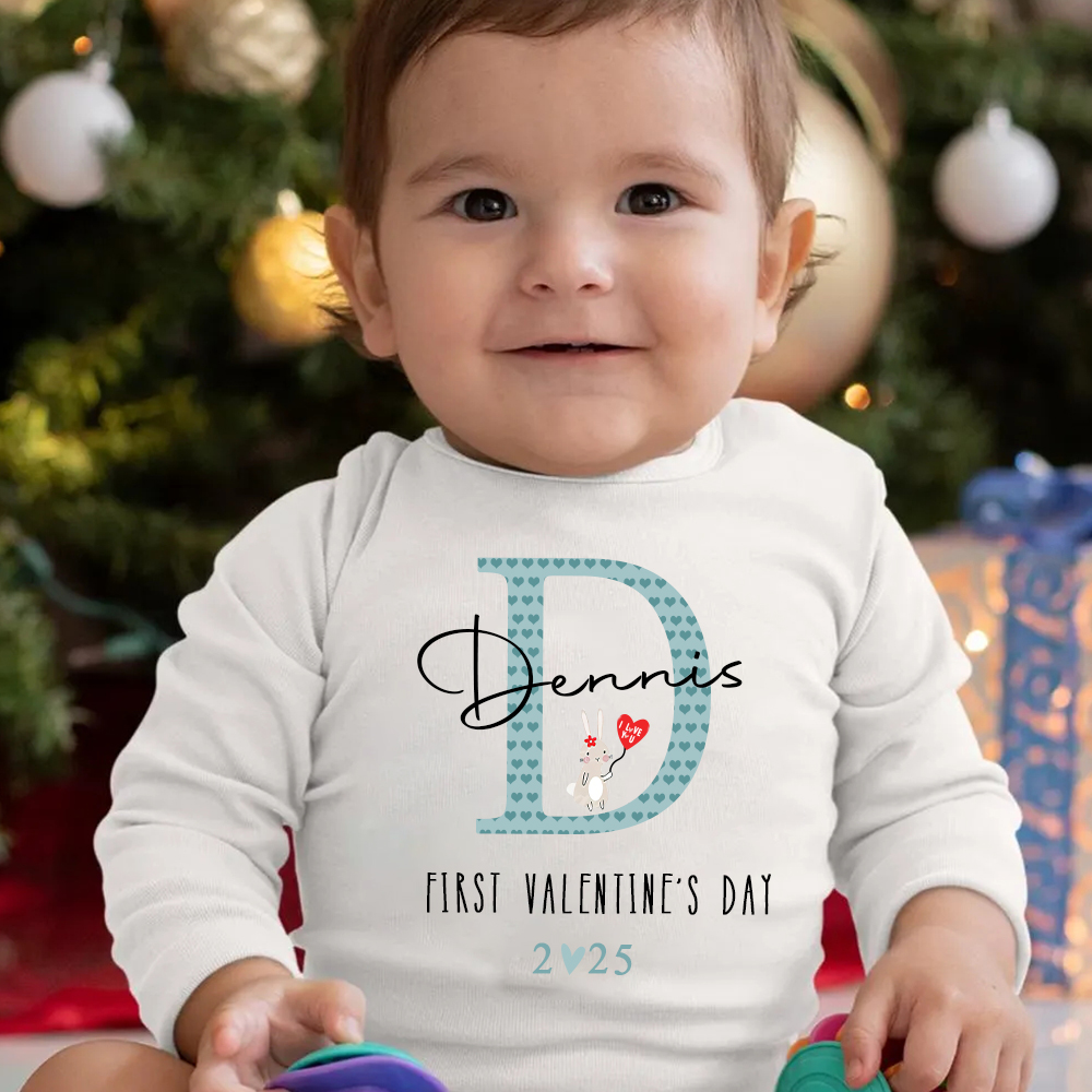 Personalized Baby First Valentine Ropmer and Hat Set | CWBaby147