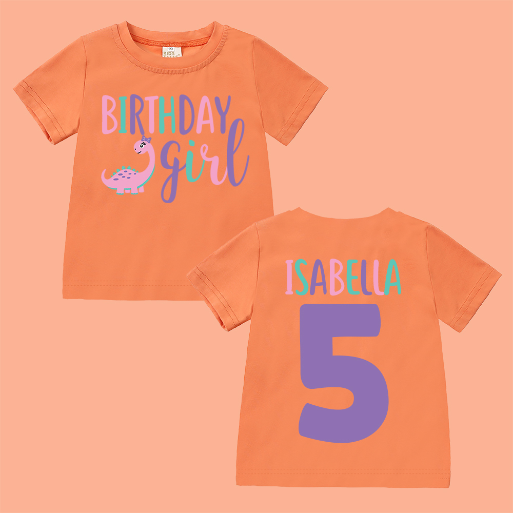 Personalized Cute Dinosaur Girl Birthday T-Shirt | inBirth17