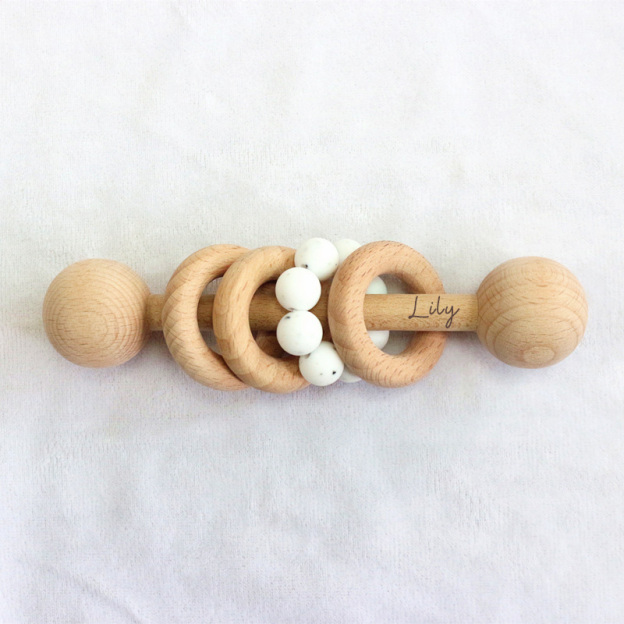 Personalized Cute Baby Wooden Rattle | CWBaby152