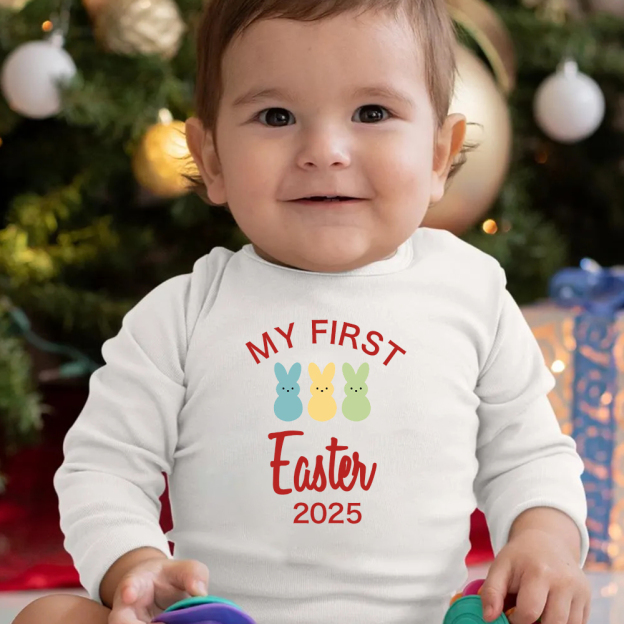 Personalized Baby Lovely First Easter Ropmer and Hat Set | CWBaby181