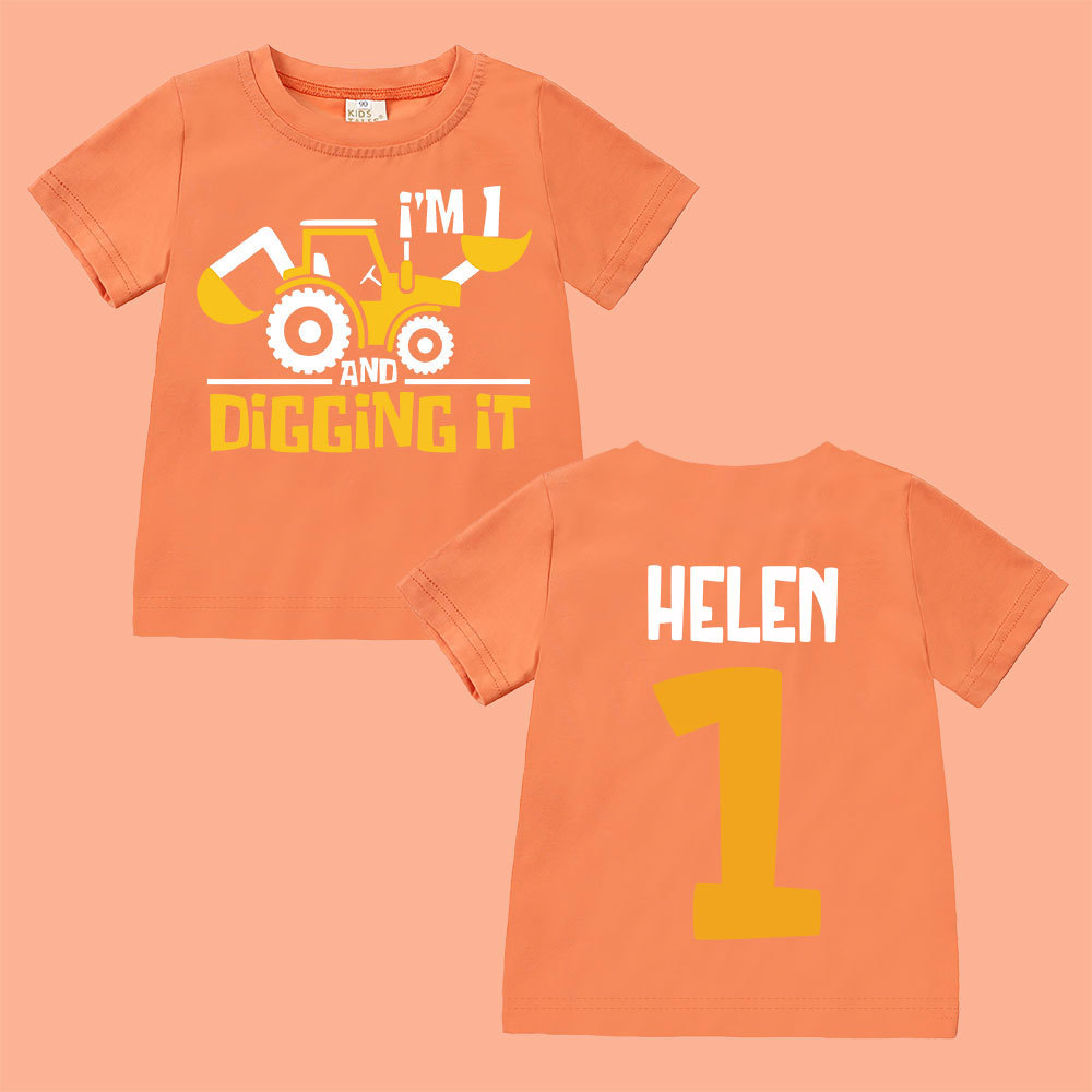 Personalized Digging It Construction Birthday T-Shirt | inBirth22