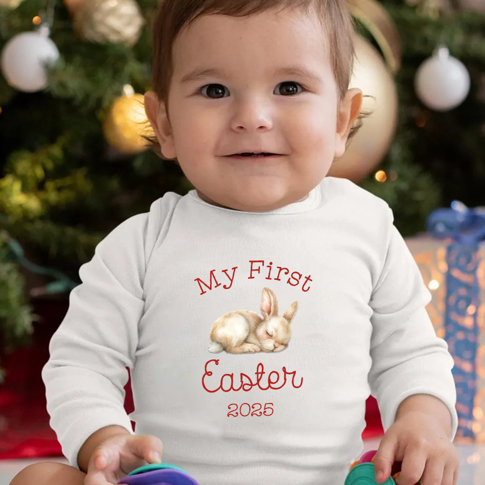 Personalized Baby First Easter Bunny Ropmer and Hat Set | CWBaby183