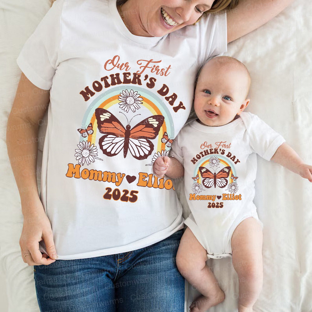 Personalized First Mother's Day Mommy and Baby Outfit | CWFamily34