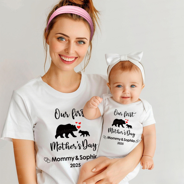 Personalized First Mother's Day Mommy and Baby Outfit | CWFamily19