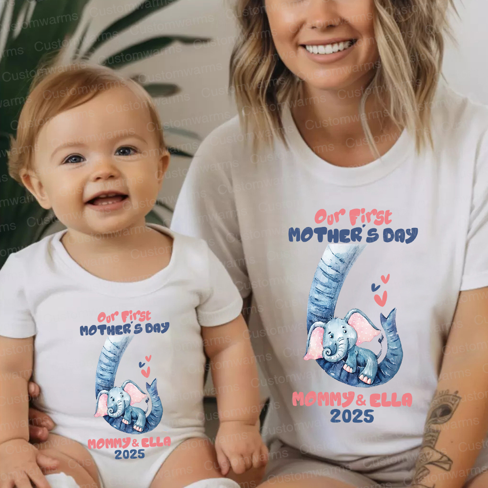 Personalized First Mother's Day Mommy and Baby Outfit | CWFamily35