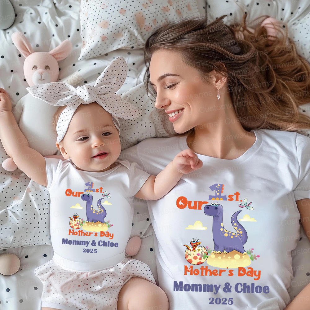 Personalized First Mother's Day Mommy and Baby Outfit | CWFamily36