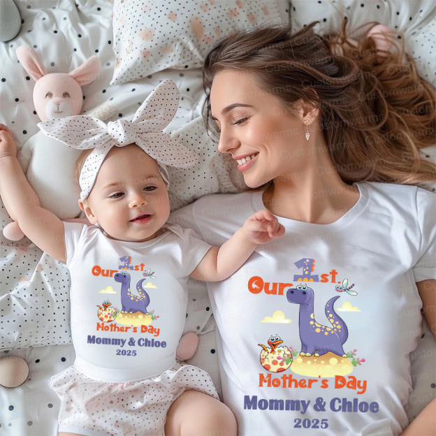 Personalized First Mother's Day Mommy and Baby Outfit | CWFamily36