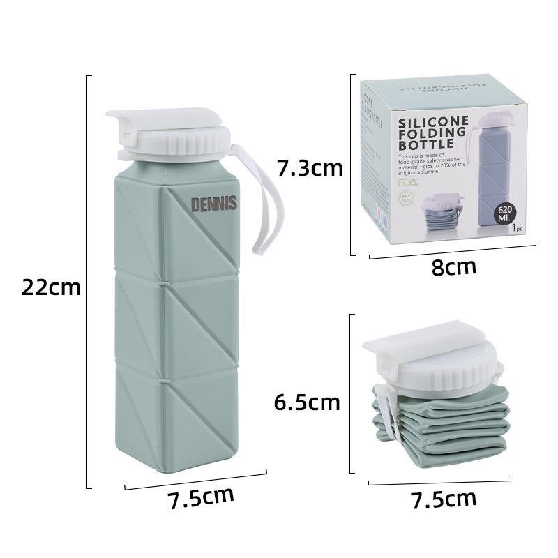 Personalised BPA Free 20oz Food Grade Silicone Foldable Water Bottles | YouBottle80