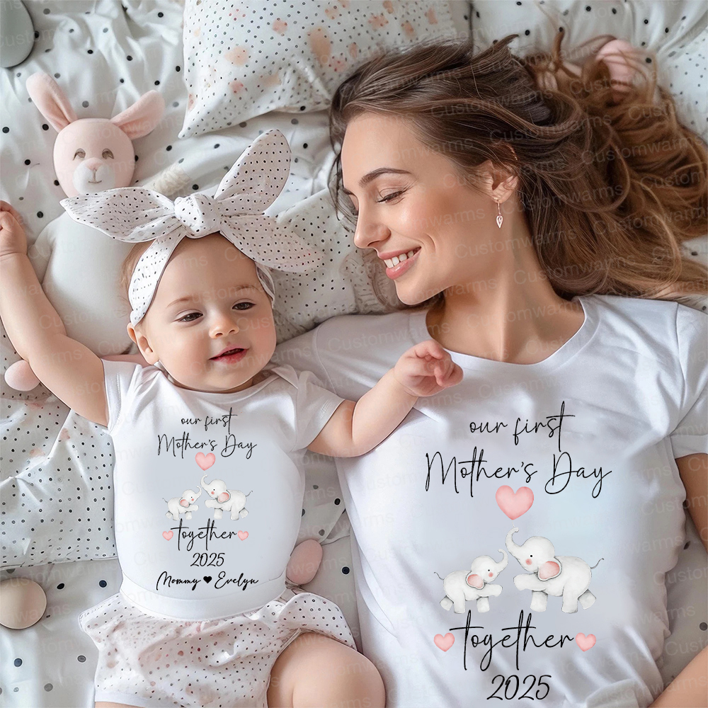 Personalized First Mother's Day Mommy and Baby Outfit | CWFamily26