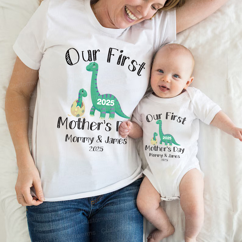Personalized First Mother's Day Mommy and Baby Outfit | CWFamily27