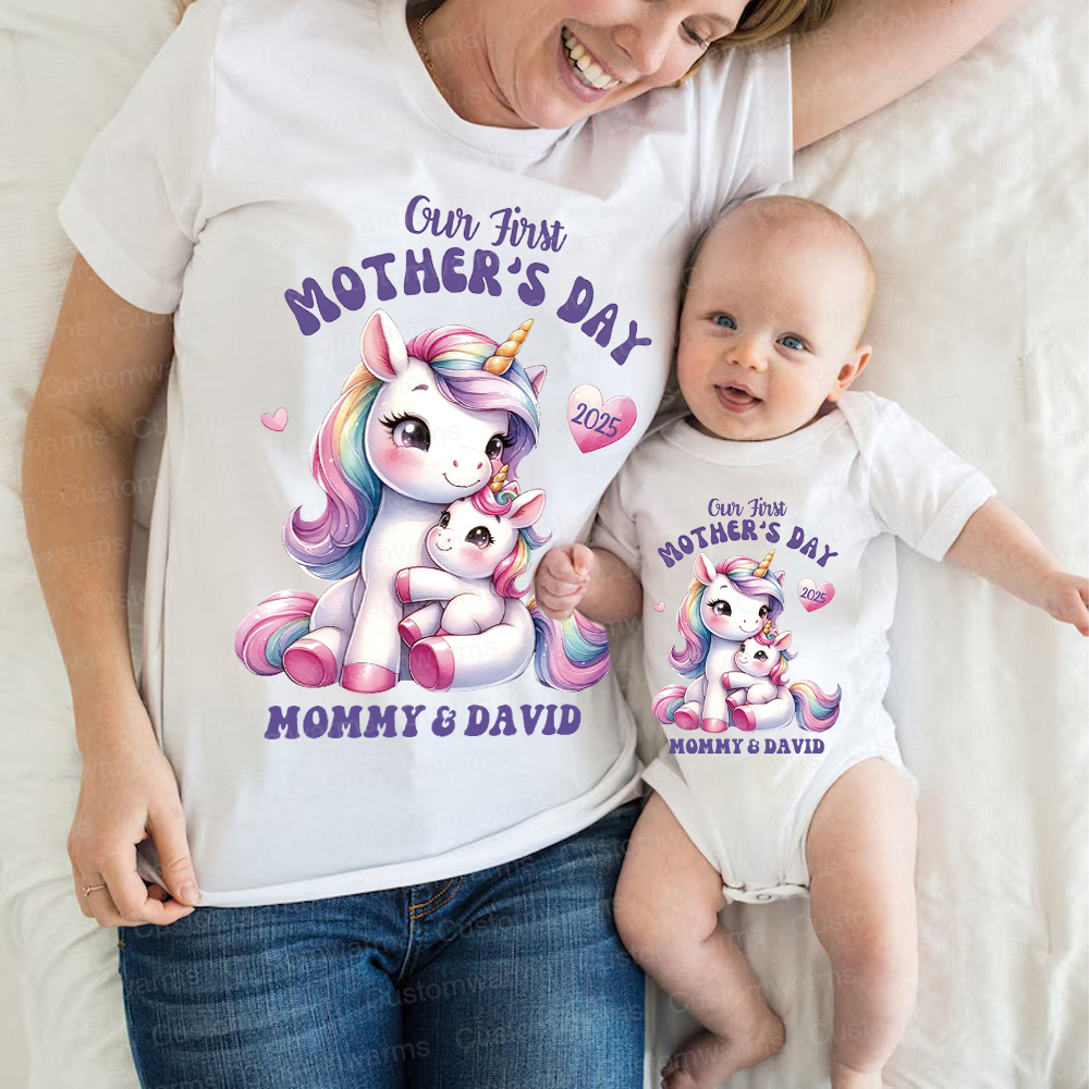 Personalized First Mother's Day Mommy and Baby Outfit | CWFamily29