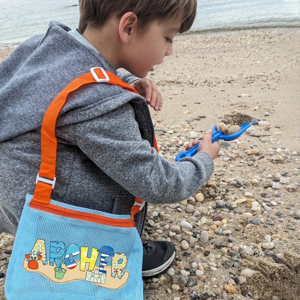 Personalized Seashell Zipper Mesh Beach Bag | CWBeach189