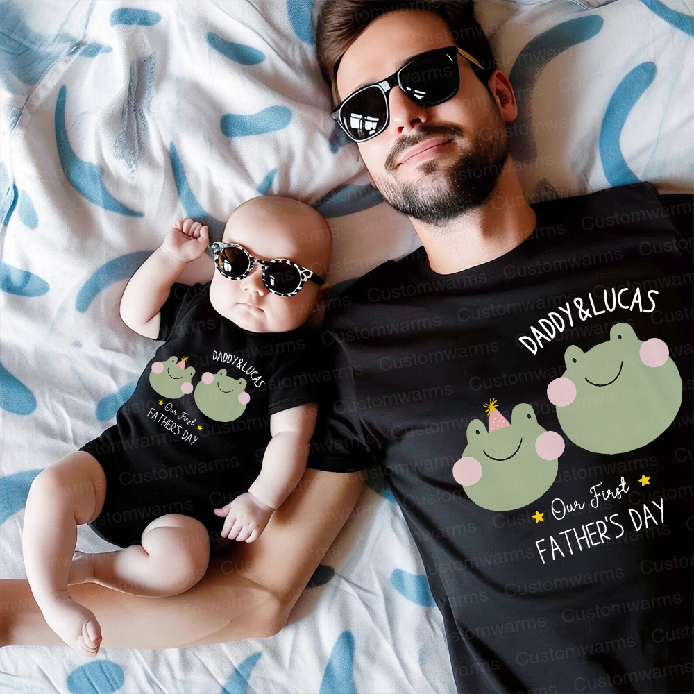 Personalized First Father's Day Daddy and Baby Outfit | CWFamily80