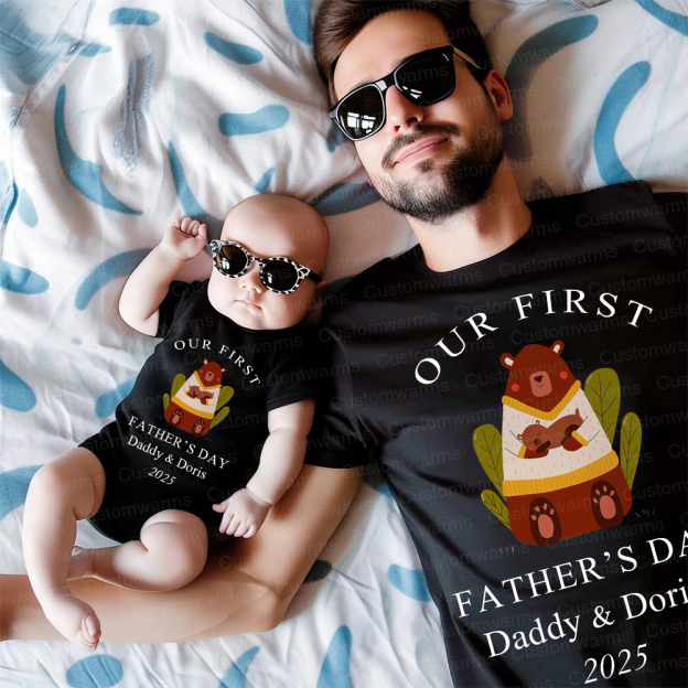 Personalized First Father's Day Daddy and Baby Outfit | CWFamily84