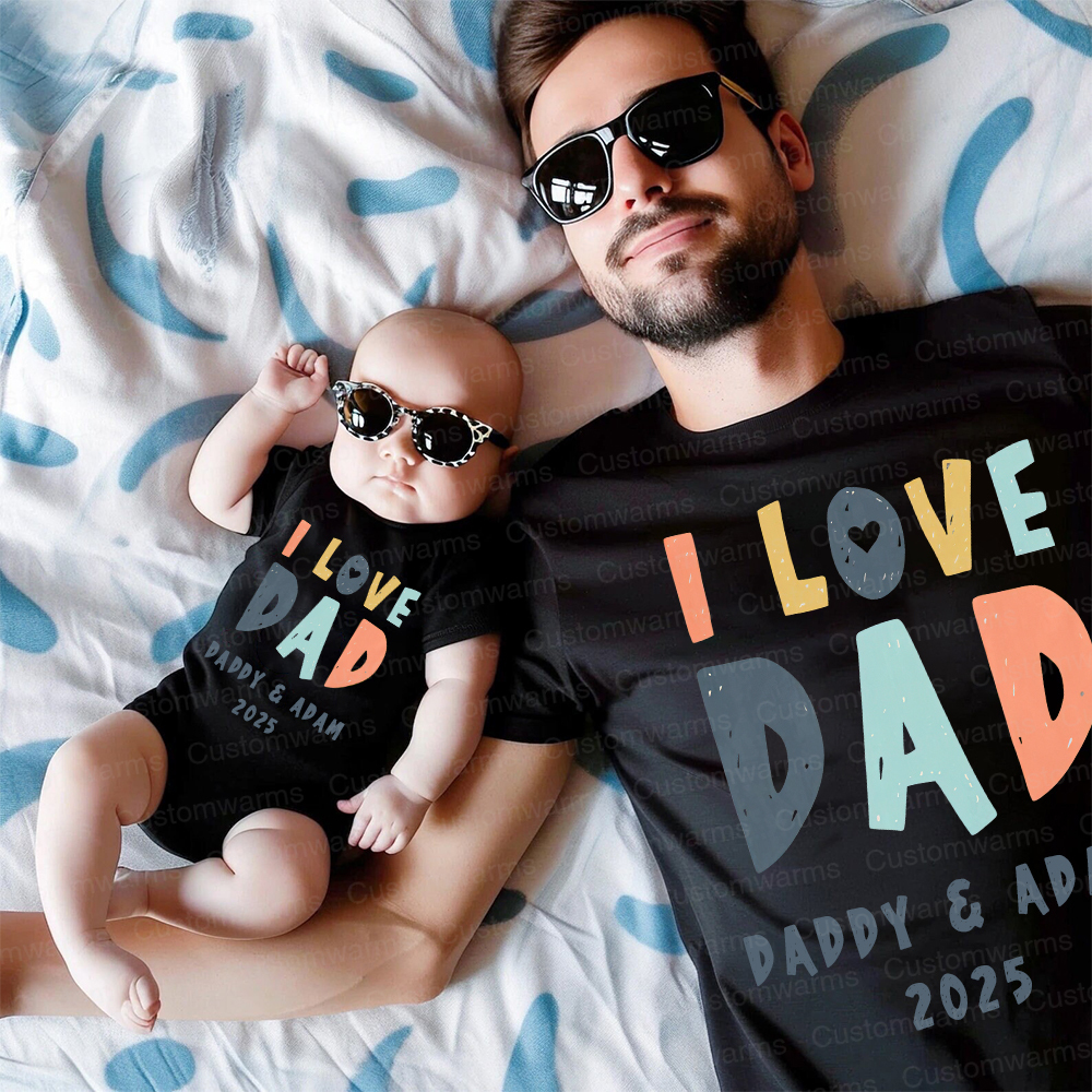 Personalized First Father's Day Daddy and Baby Outfit | CWFamily87