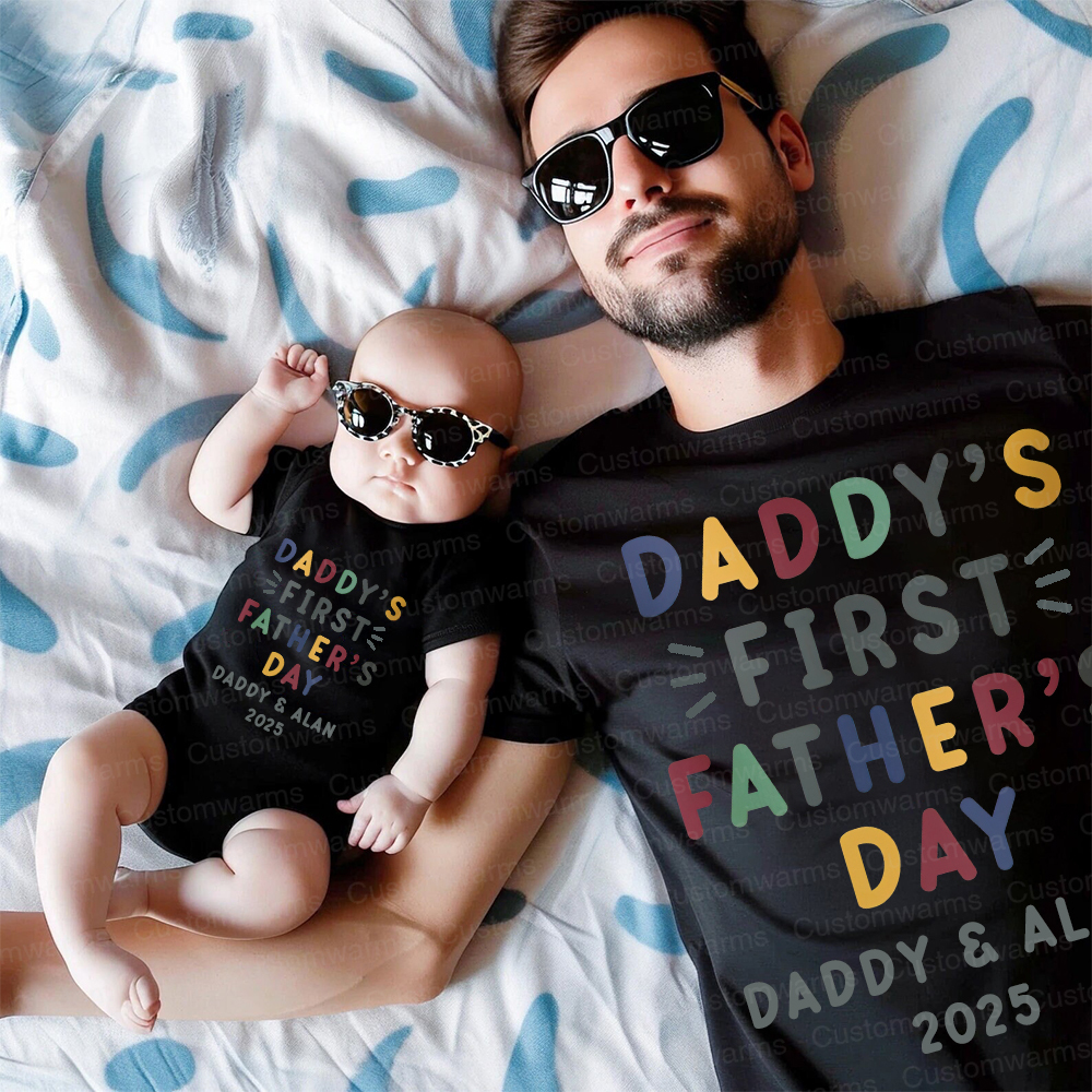 Personalized First Father's Day Daddy and Baby Outfit | CWFamily86