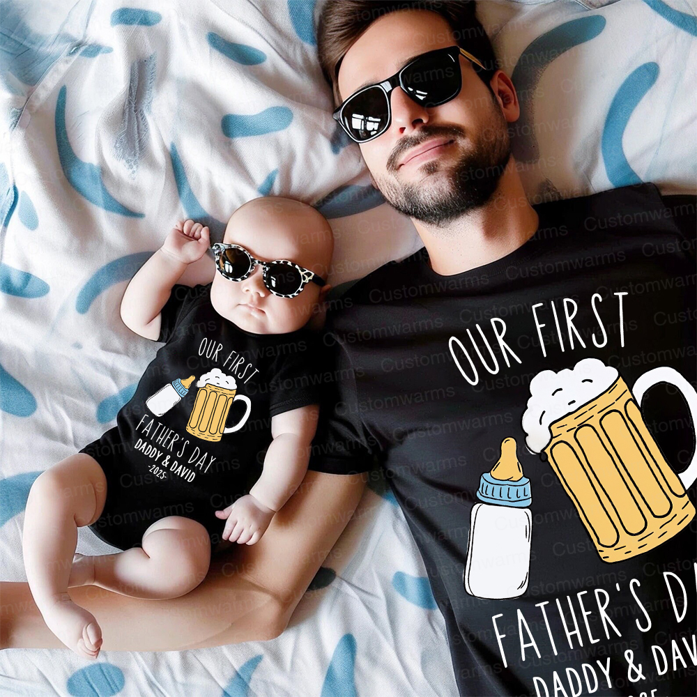 Personalized First Father's Day Daddy and Baby Outfit | CWFamily88