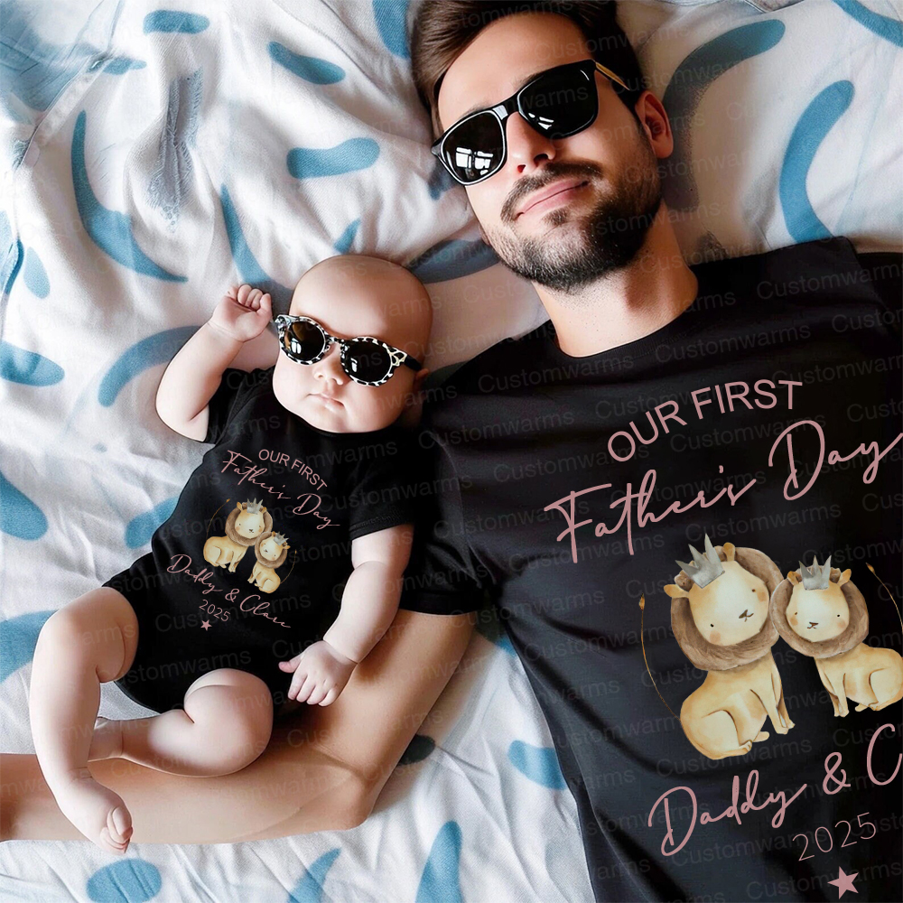 Personalized First Father's Day Daddy and Baby Outfit | CWFamily90