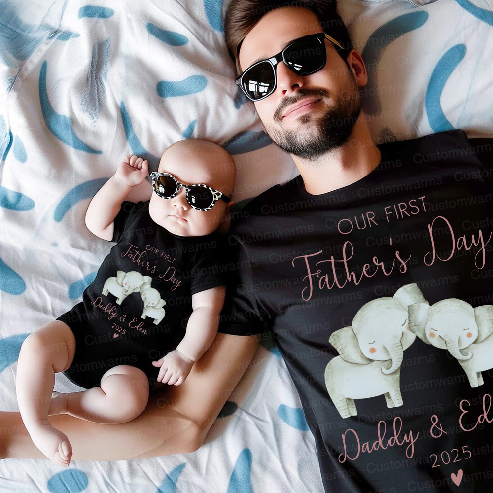 Personalized First Father's Day Daddy and Baby Outfit | CWFamily91