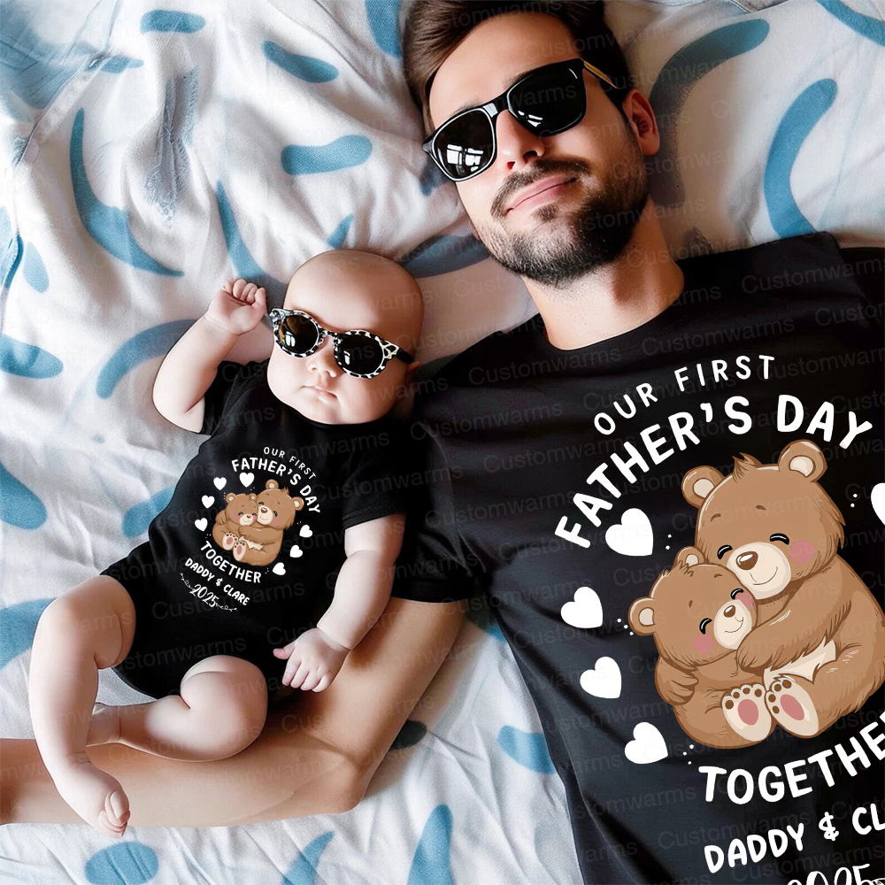 Personalized First Father's Day Daddy and Baby Outfit | CWFamily92