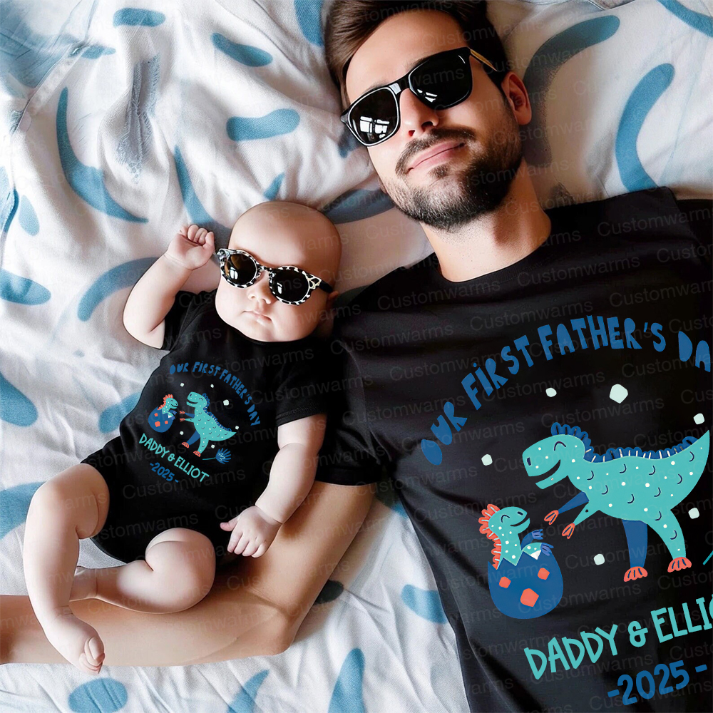 Personalized First Father's Day Daddy and Baby Outfit | CWFamily93
