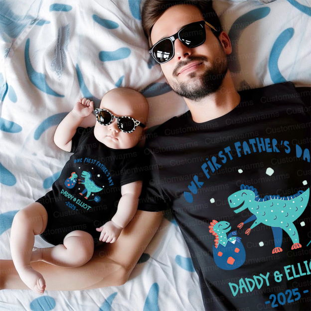 Personalized First Father's Day Daddy and Baby Outfit | CWFamily93