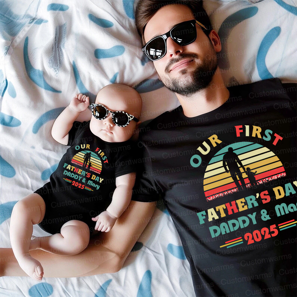 Personalized First Father's Day Daddy and Baby Outfit | CWFamily95