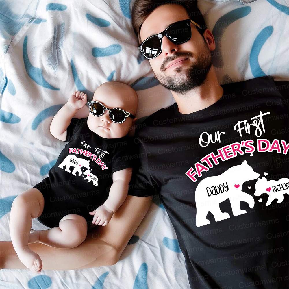 Personalized First Father's Day Daddy and Baby Outfit | CWFamily97