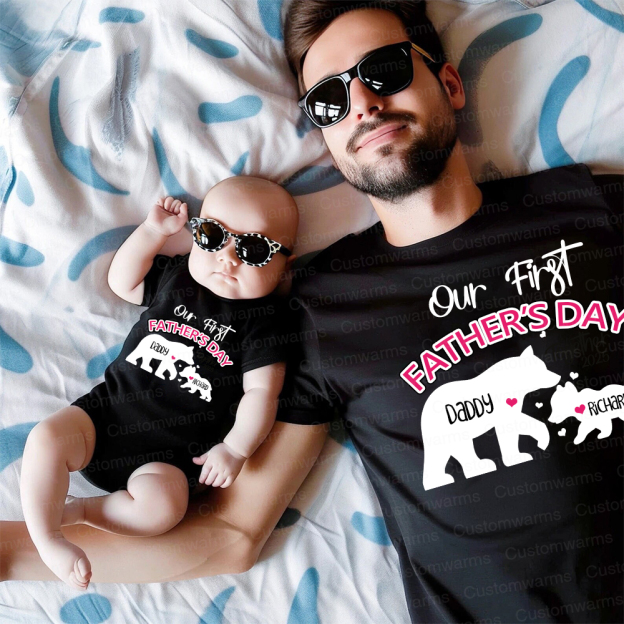 Personalized First Father's Day Daddy and Baby Outfit | CWFamily97