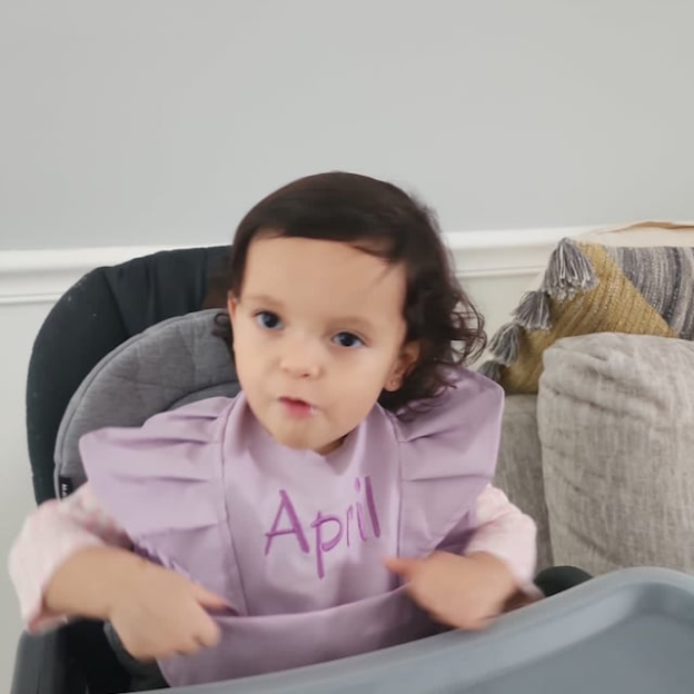 Personalised Embroidery Baby Ruffle Waterproof Color Bib  | CWBaby62