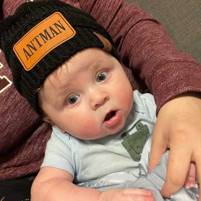 Personalized Leather Patch Kid Beanie for Comfort & Unique | HSKid29