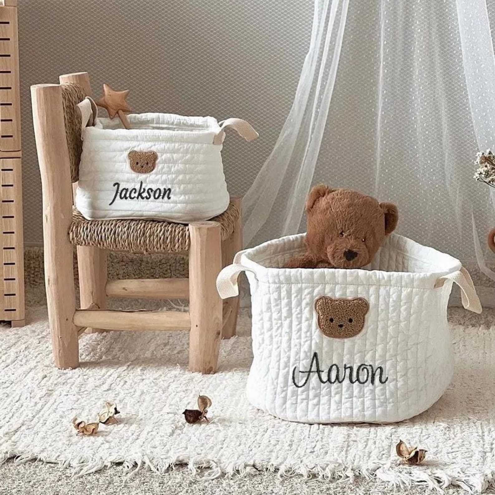Personalized Embroidered Storage Bear Basket | CWBaby97