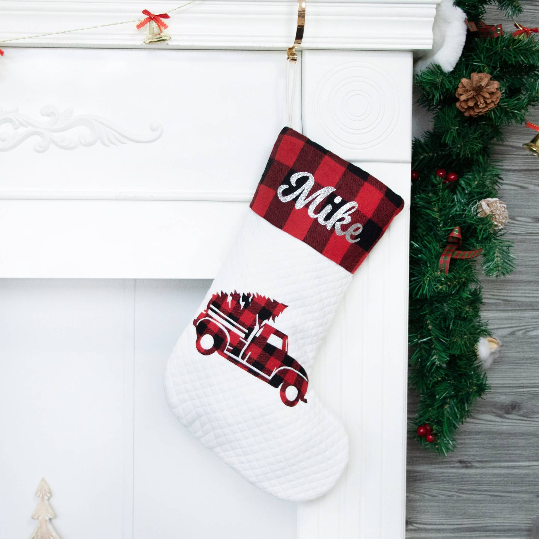 Personalized Buffalo Plaid Christmas Stocking | MCGift58