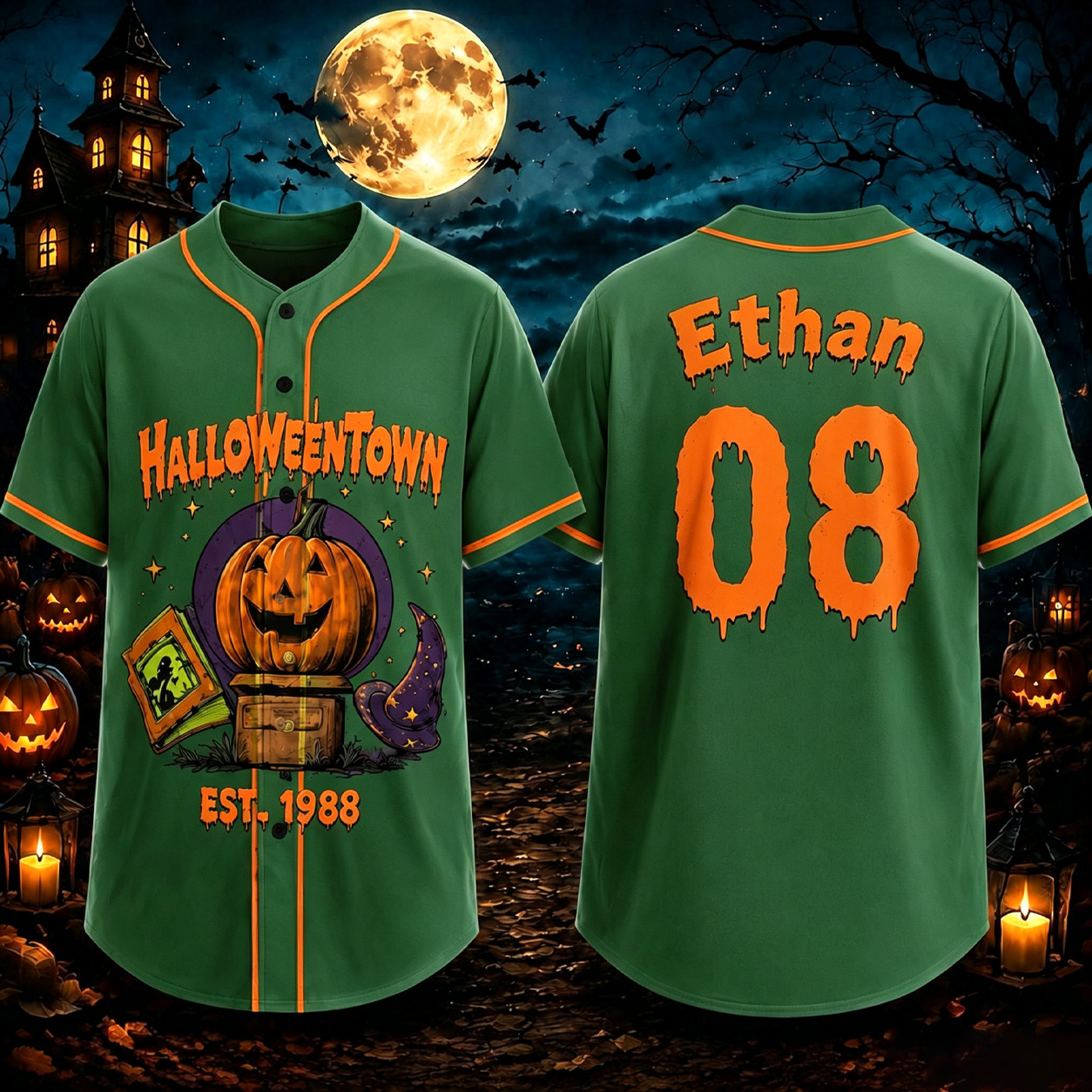 Personalized Halloween Button Up Baseball Jersey For Kid & Adult | CWHalloween97
