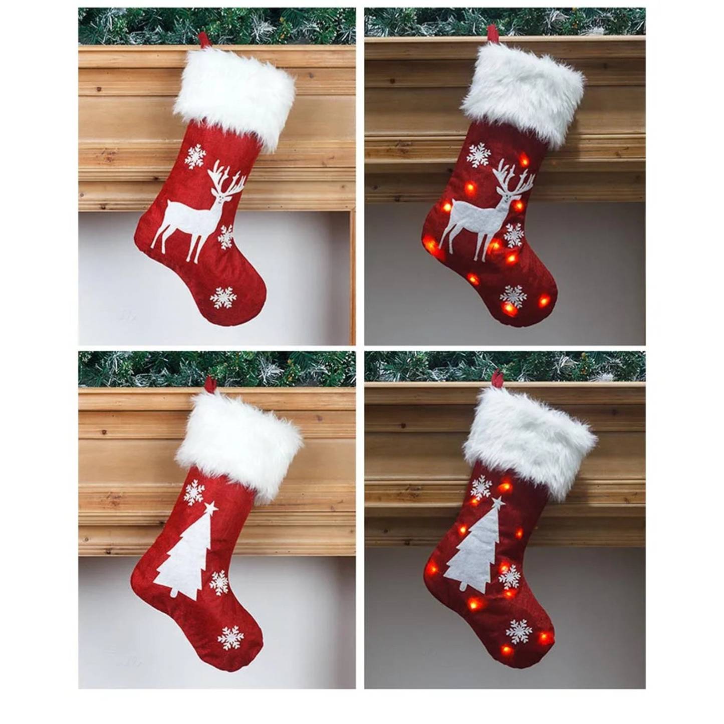 Personalized Embroidered Christmas Stocking with Lights | MCGift13
