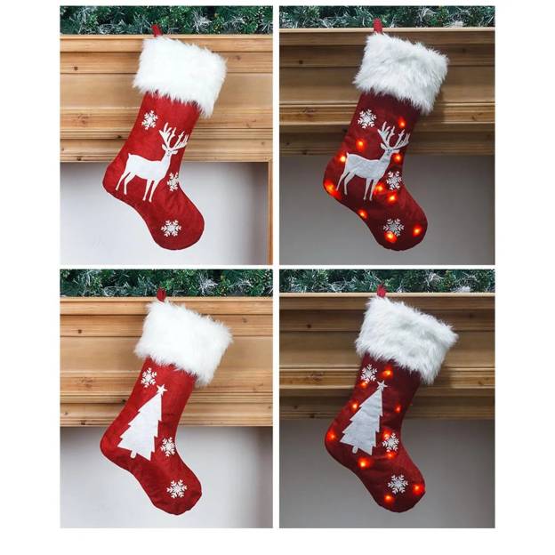Personalized Embroidered Christmas Stocking with Lights | MCGift13