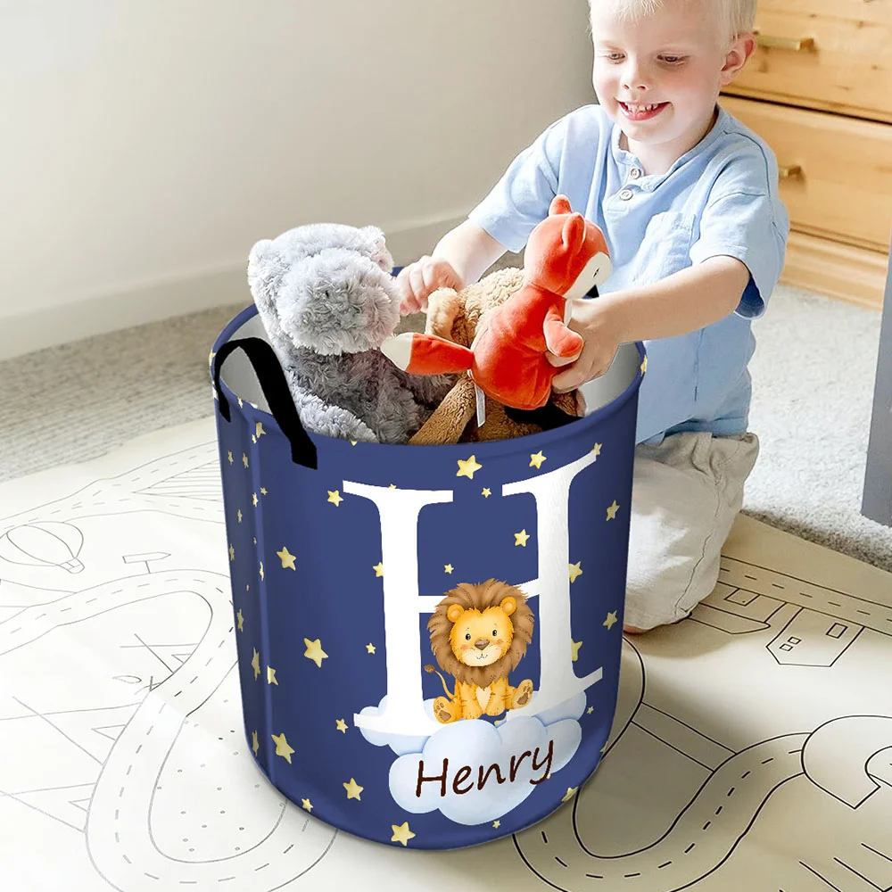 Personalized Waterproof Initial Laundry Baskets with Handle | | CWBasket07