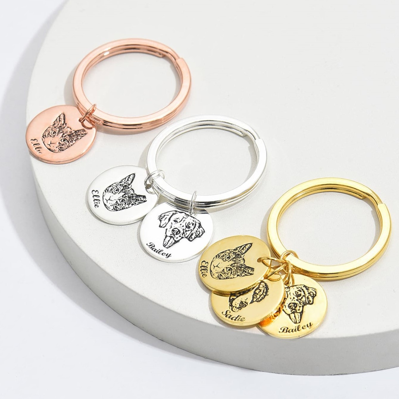 Personalized Engraved Pet Portrait Keychain | BKPet83