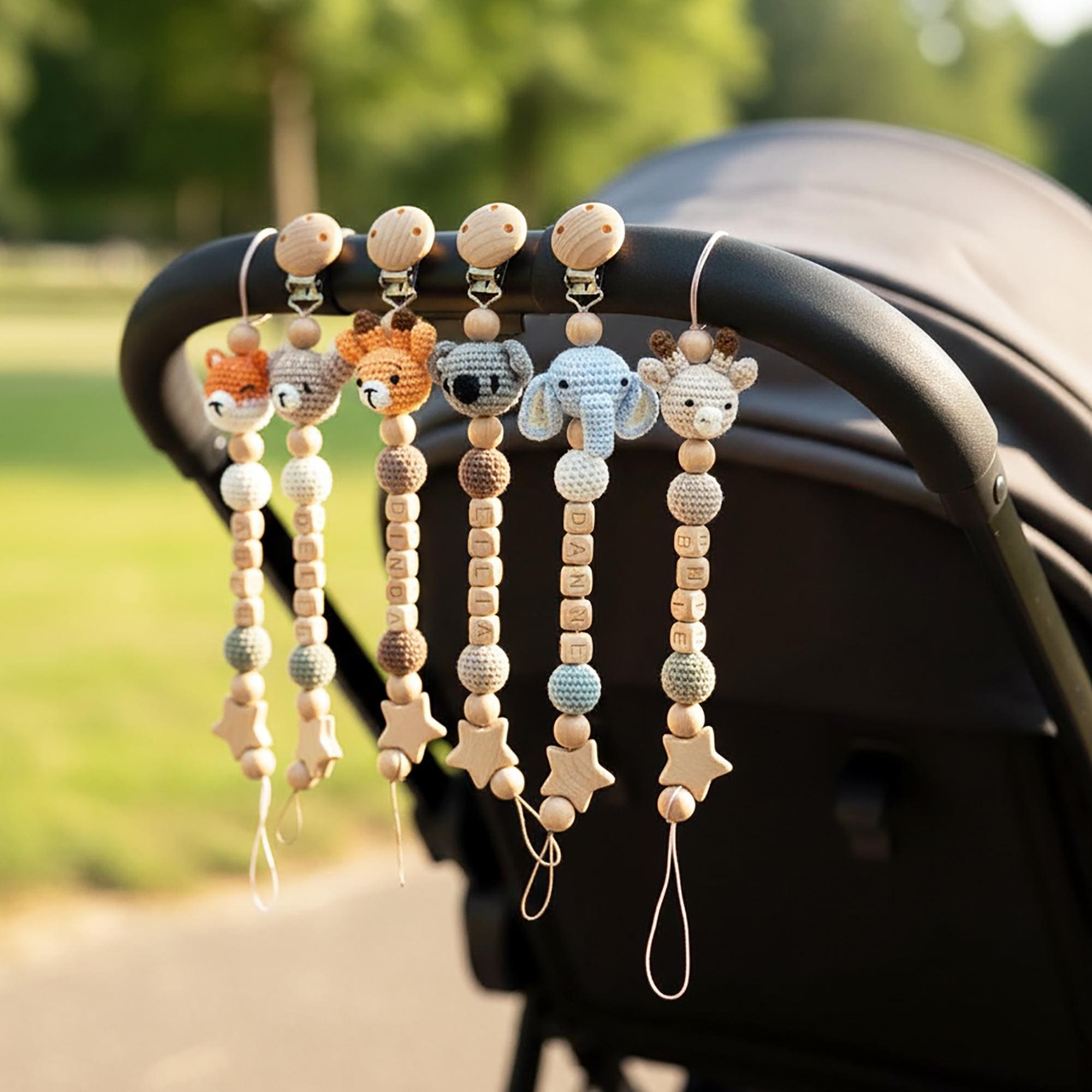 Personalized Baby Pacifier Crocheted Animal Clip | CWToy148