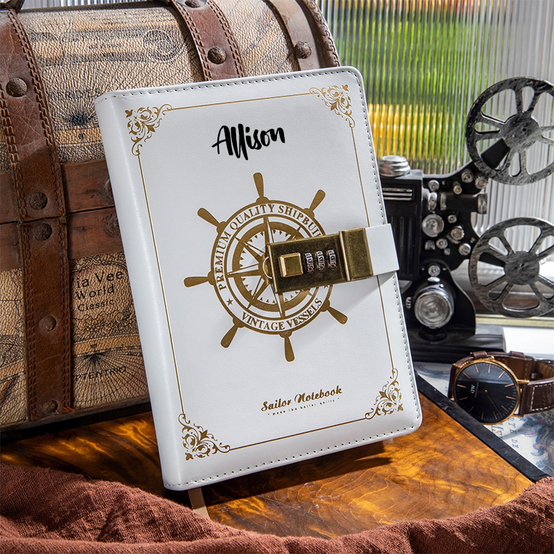 Personalized Vintage Helm Diary With Lock