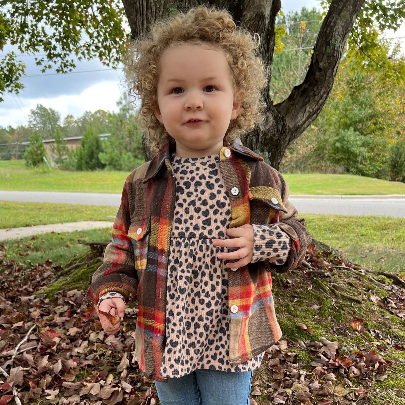 Personalized Leather Patch Kids Flannel Jacket | inJacket15