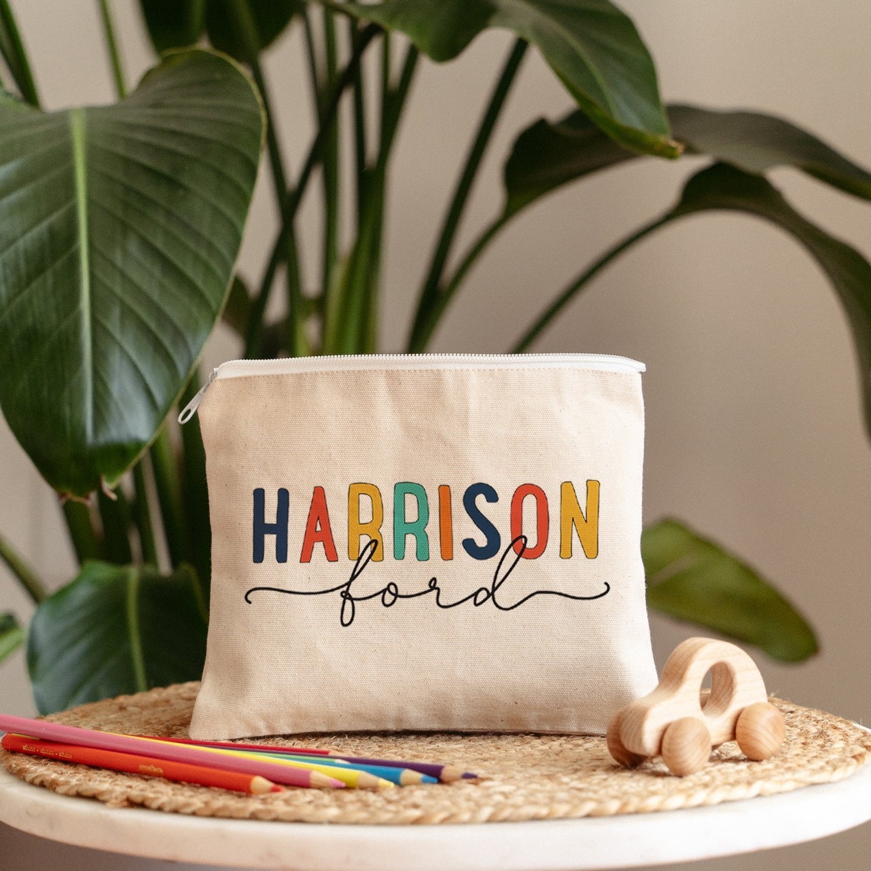Personalized Kids Color Canvas Pencil Case | CWToy47