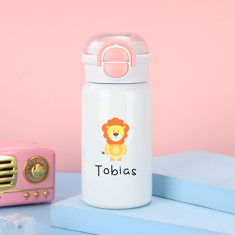 Personalized 17 oz Kids Stainless Steel Water Bottle with Straw | CWBottle02