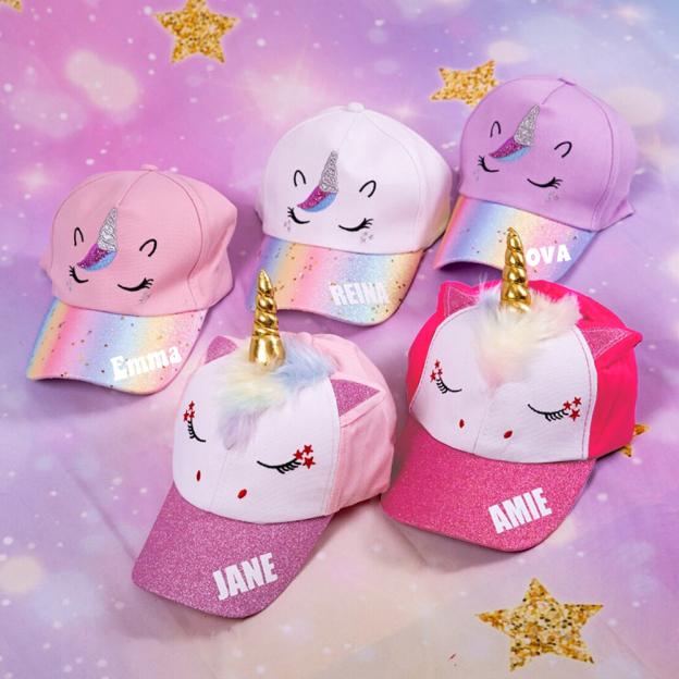 Personalized Unicorn Rainbow Shiny Glitter Baseball Cap | CWBeach120