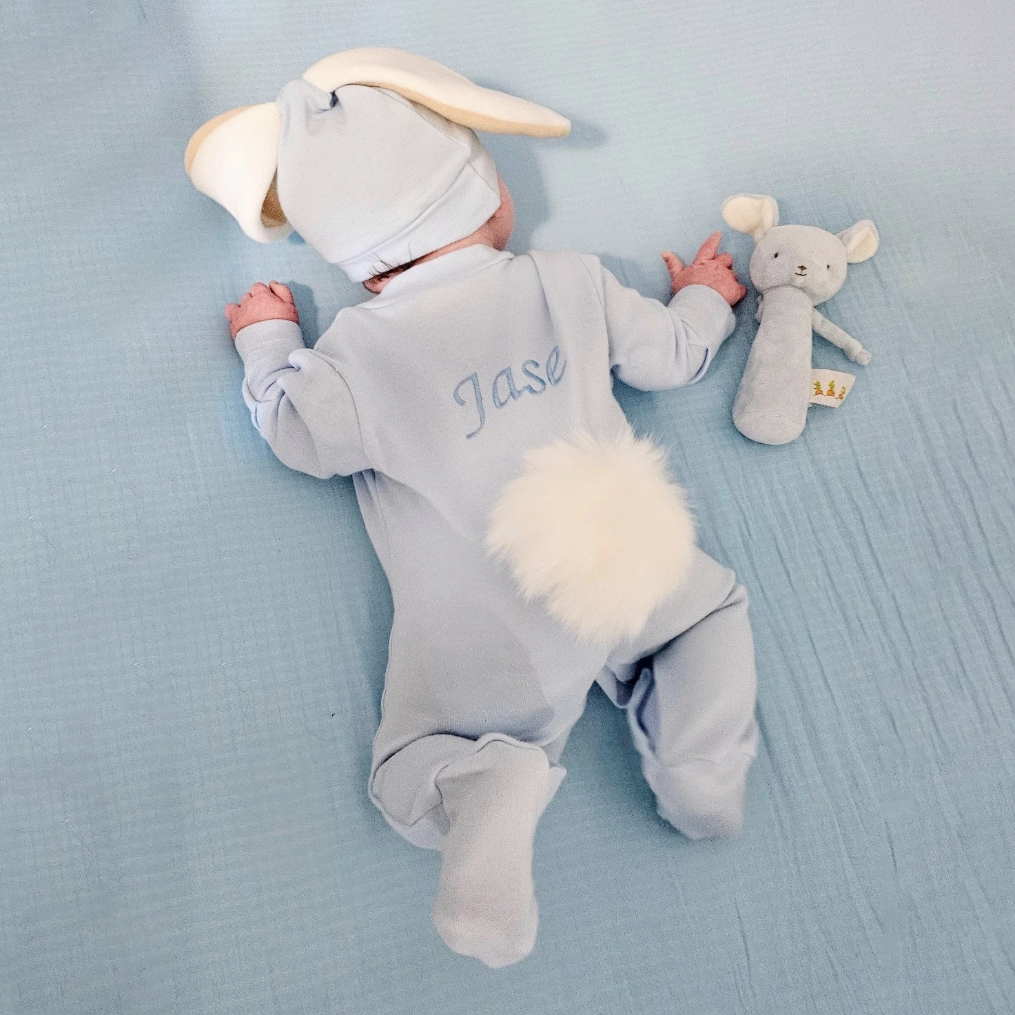 Personalized Embroidery Baby Rabbit Ears Romper | CWbaby85