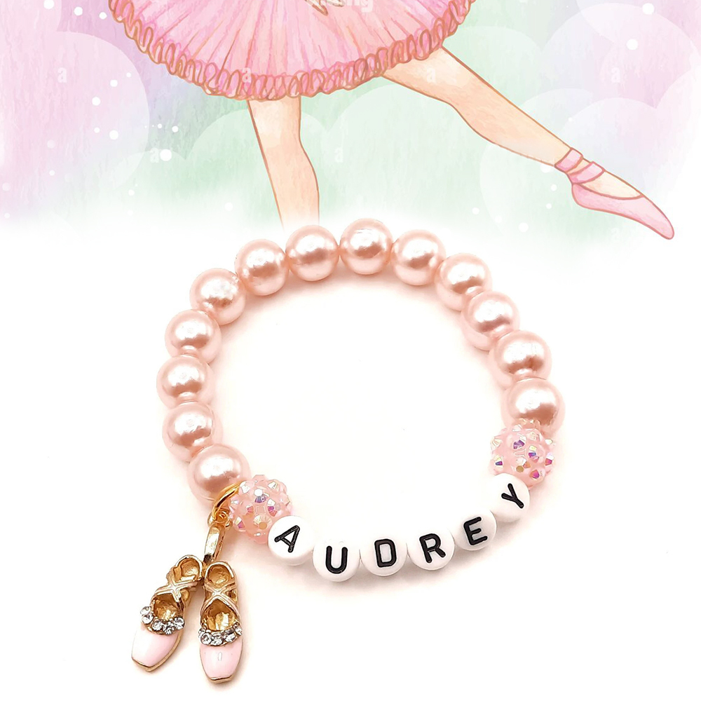 Personalized Kids Lovely Ballet Bead Bracelet With Name | CWBeach143