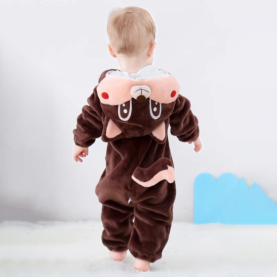 Personalized Leather Patch Baby Animal Romper  | CWBaby122